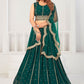 Lehenga Choli Georgette Viscose Teal Embroidered Lehenga Choli