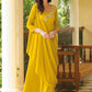 Gown Georgette Yellow Embroidered Gown