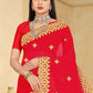 Trendy Saree Georgette Red Embroidered Saree