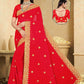 Trendy Saree Georgette Red Embroidered Saree