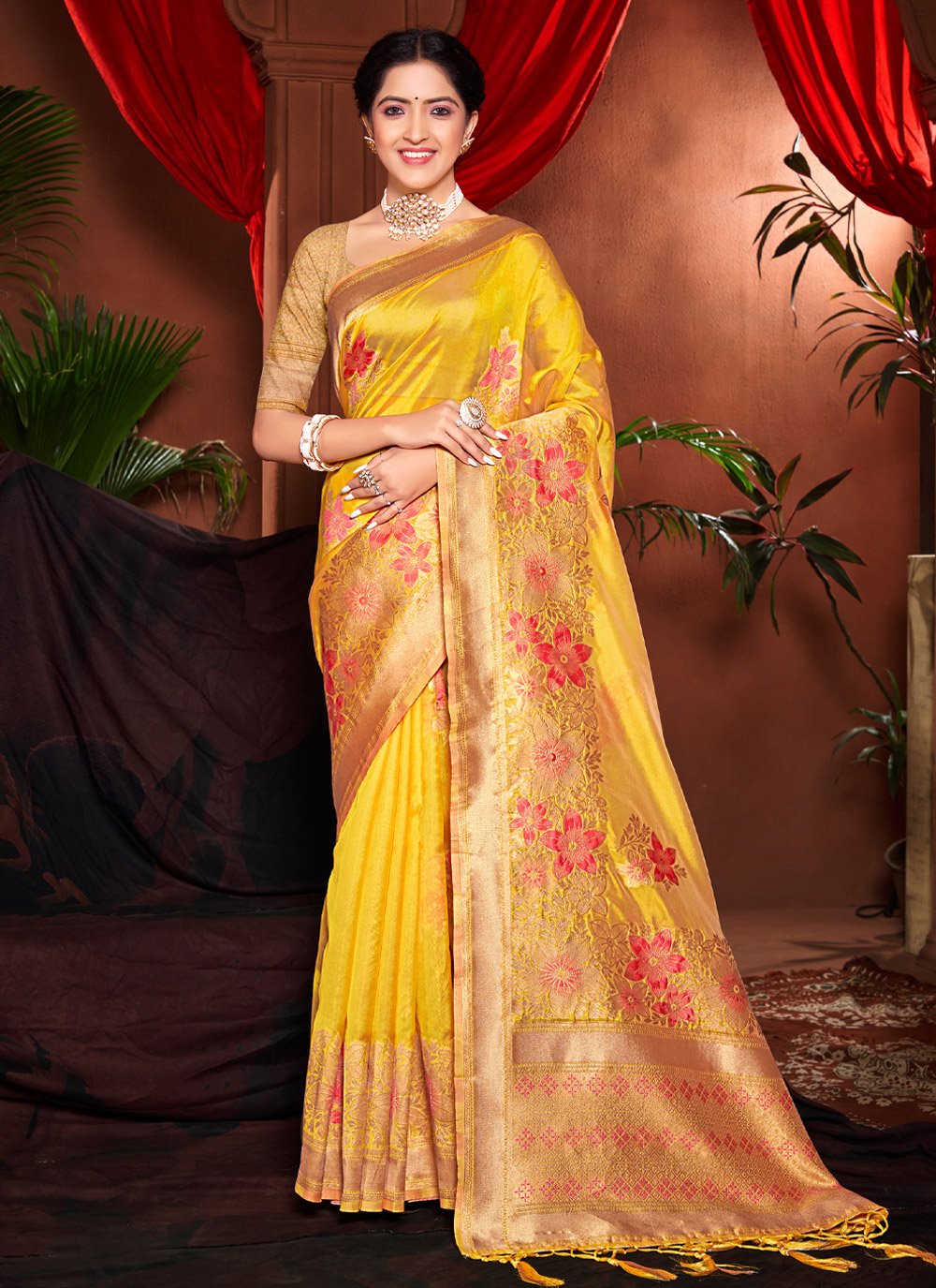 Traditional Saree Silk Gold Embroidered Saree