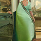 Contemporary Chinon Crush Green Sea Green Embroidered Saree