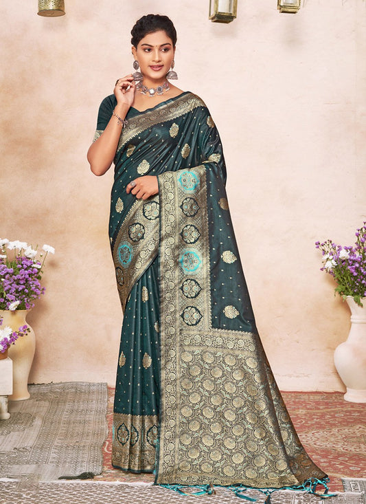 Traditional Saree Silk Green Embroidered Saree