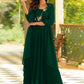Gown Georgette Green Embroidered Gown