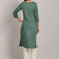 Party Wear Kurti Rayon Green Embroidered Kurtis