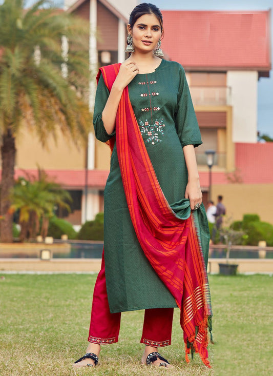 Pant Style Suit Viscose Green Embroidered Salwar Kameez