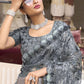 Classic Net Grey Embroidered Saree