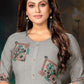 Designer Kurti Handloom Cotton Grey Embroidered Kurtis