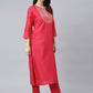 Pant Style Suit Poly Silk Hot Pink Embroidered Salwar Kameez