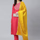 Pant Style Suit Poly Silk Hot Pink Embroidered Salwar Kameez