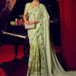 Classic Imported Net Green Embroidered Saree