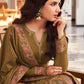 Salwar Suit Jacquard Brown Embroidered Salwar Kameez