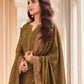 Salwar Suit Jacquard Brown Embroidered Salwar Kameez
