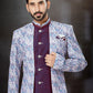 Indo Western Sherwani Dupion Silk Jacquard Multi Colour Wine Embroidered Mens