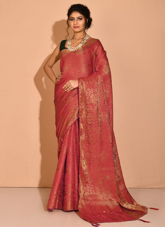 Traditional Saree Kanchipuram Silk Red Embroidered Saree