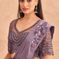 Lehenga Style Saree Silk Lavender Embroidered Saree