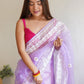 Contemporary Organza Lavender Embroidered Saree