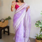 Contemporary Organza Lavender Embroidered Saree