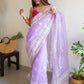 Contemporary Organza Lavender Embroidered Saree