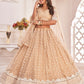 Lehenga Choli Net Beige Embroidered Lehenga Choli