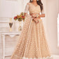 Lehenga Choli Net Beige Embroidered Lehenga Choli