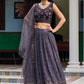 Lehenga Choli Georgette Violet Embroidered Lehenga Choli