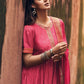 Floor Lenght Salwar Suit Muslin Pink Embroidered Salwar Kameez
