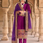 Straight Salwar Suit Velvet Magenta Embroidered Salwar Kameez