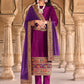 Straight Salwar Suit Velvet Magenta Embroidered Salwar Kameez