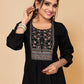 Designer Kurti Rayon Black Embroidered Kurtis