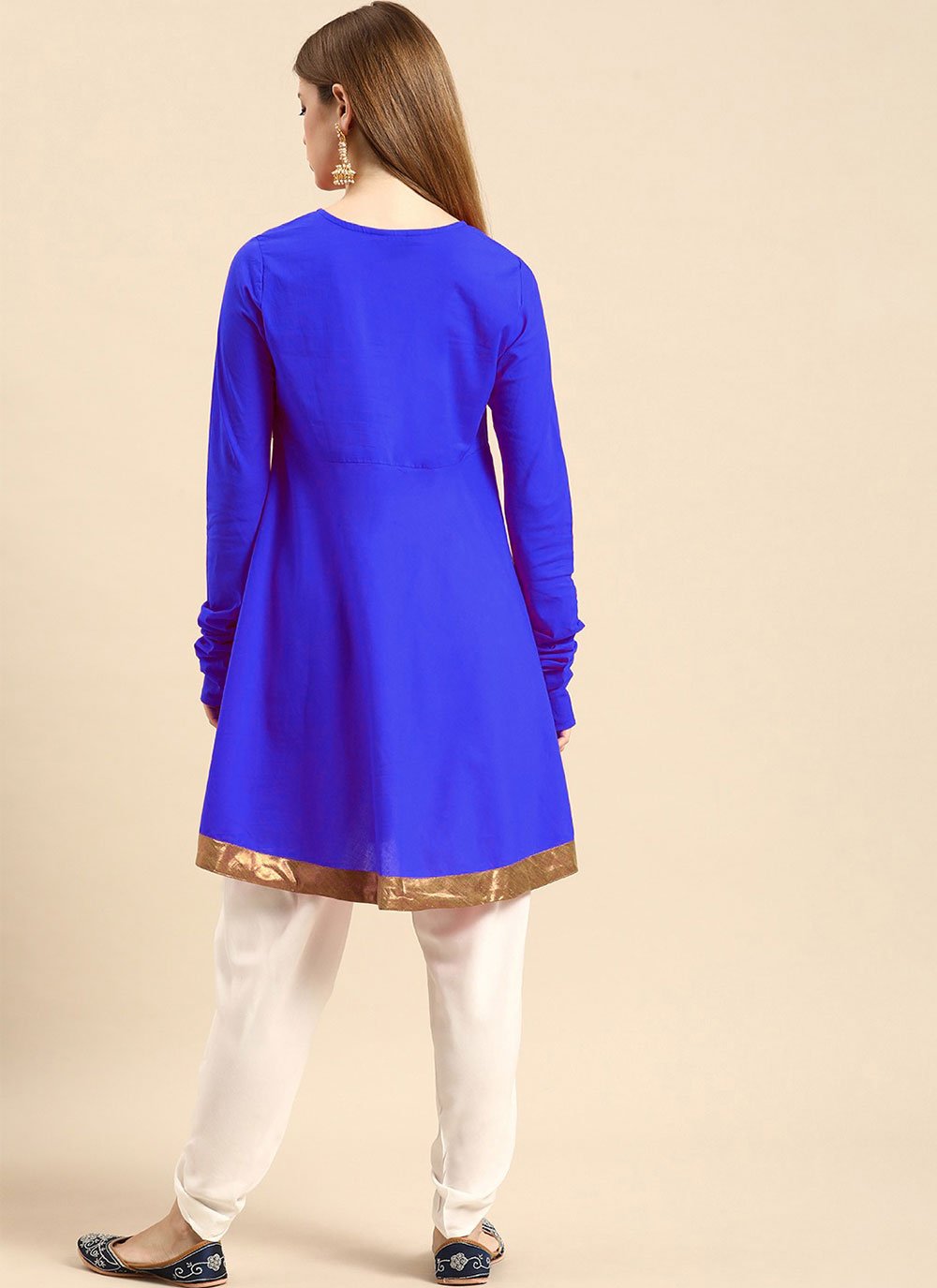 Designer Kurti Rayon Aqua Blue Embroidered Kurtis