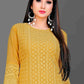 Designer Kurti Chiffon Georgette Mustard Embroidered Kurtis