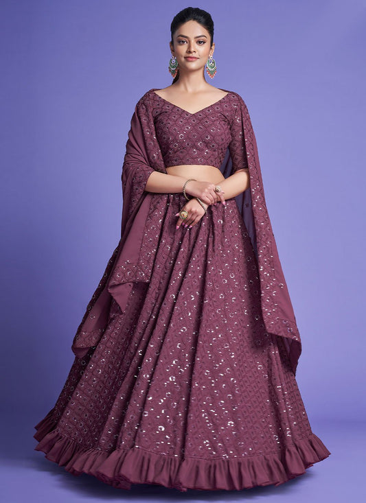 Lehenga Choli Georgette Purple Diamond Lehenga Choli