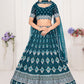 A Line Lehenga Georgette Morpeach Embroidered Lehenga Choli