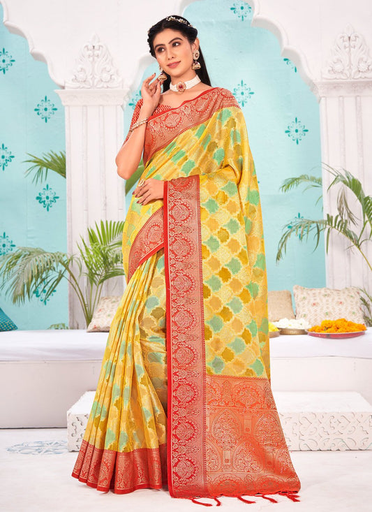 Designer Organza Multi Colour Embroidered Saree