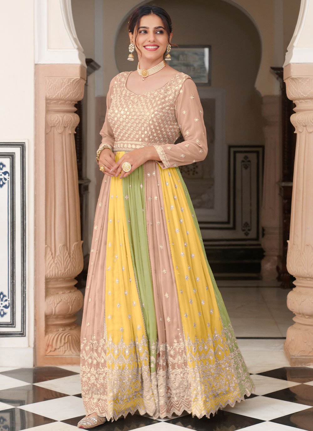 Salwar Suit Georgette Multi Colour Embroidered Salwar Kameez