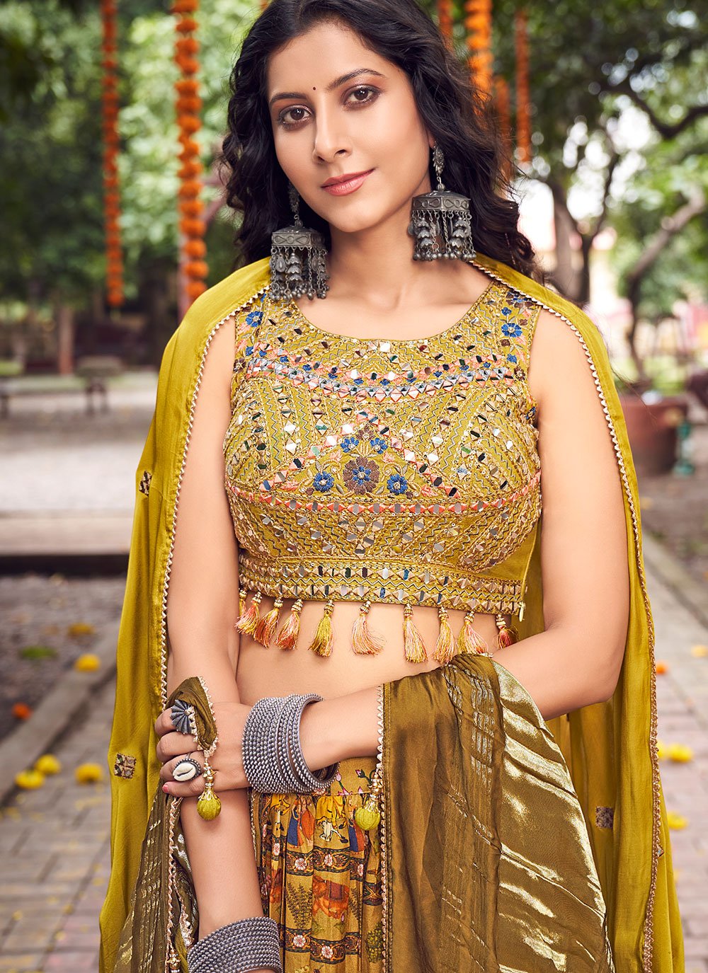 Lehenga Choli Silk Multi Colour Embroidered Lehenga Choli