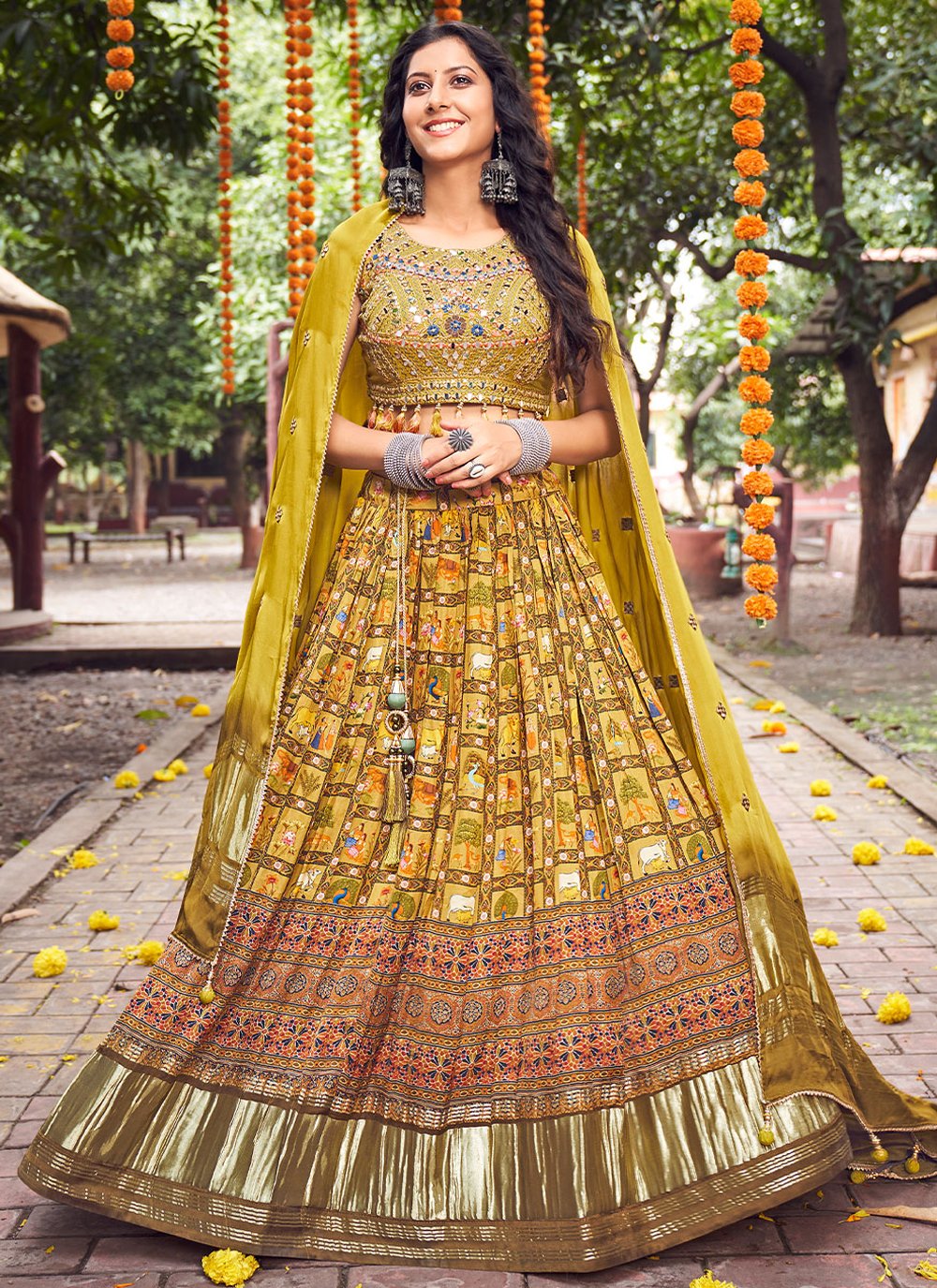 Lehenga Choli Silk Multi Colour Embroidered Lehenga Choli