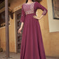 Gown Muslin Purple Embroidered Gown