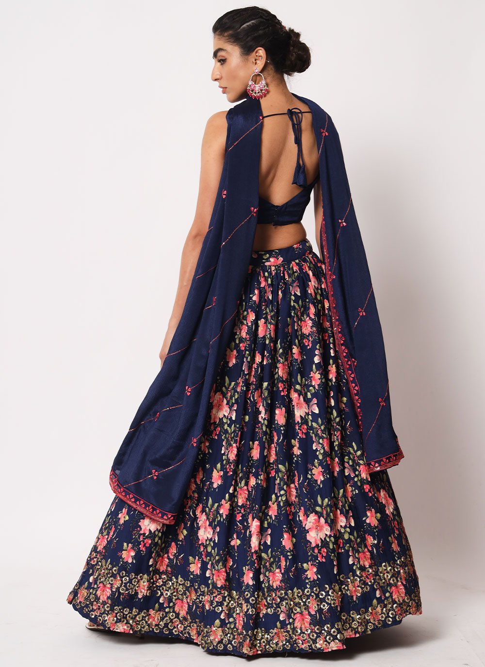 Lehenga Choli Art Silk Crush Blue Embroidered Lehenga Choli