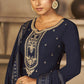 Straight Salwar Suit Vichitra Silk Blue Diamond Salwar Kameez