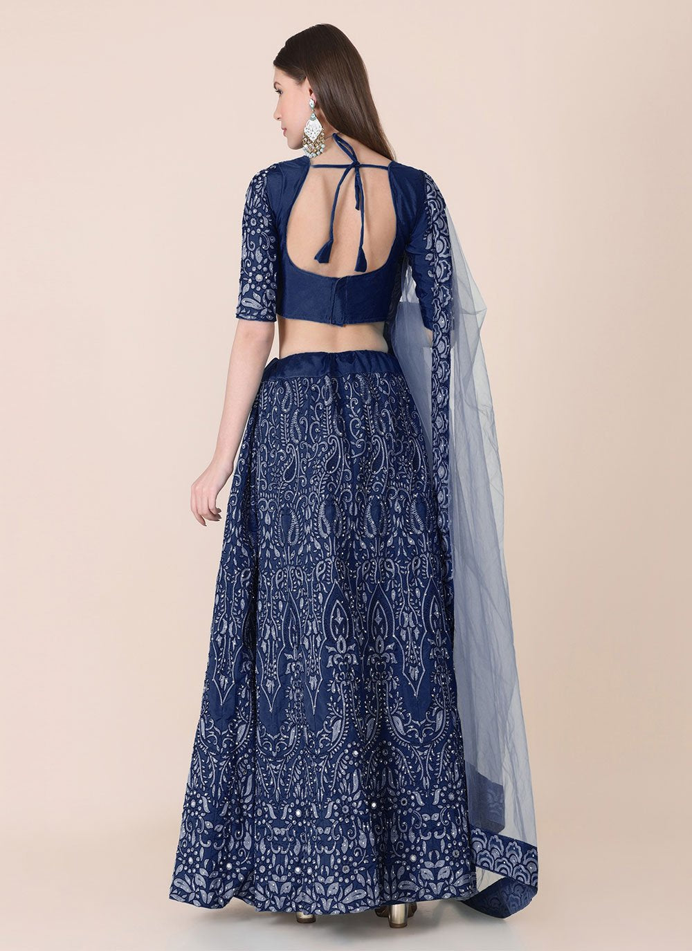 Lehenga Choli Tafeta Silk Blue Embroidered Lehenga Choli