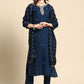 Salwar Suit Muslin Blue Embroidered Salwar Kameez