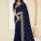 Trendy Saree Vichitra Silk Blue Cut Work Saree