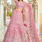 A Line Lehenga Net Pink Embroidered Lehenga Choli