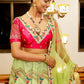 A Line Lehenga Net Green Diamond Lehenga Choli