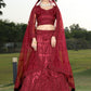 A Line Lehenga Net Maroon Embroidered Lehenga Choli