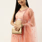 A Line Lehenga Net Peach Embroidered Lehenga Choli