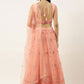 A Line Lehenga Net Peach Embroidered Lehenga Choli