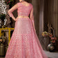 A Line Lehenga Net Pink Embroidered Lehenga Choli